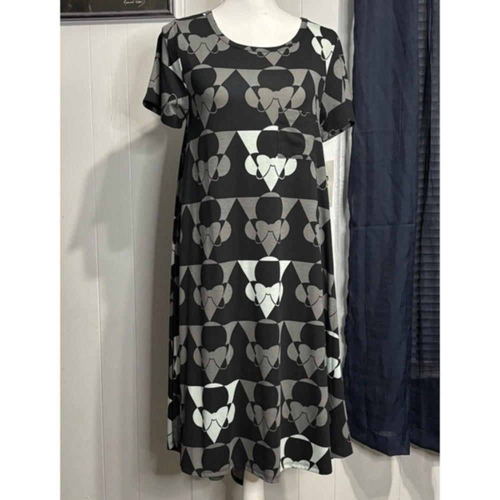 NWT Adorable Disney LulaRoe Carly Style Dress, Black & Grey, Size Small